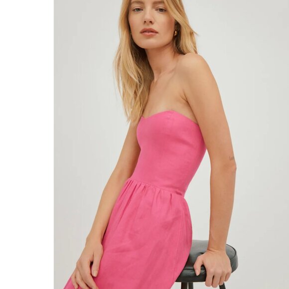 Reformation Dresses & Skirts - Reformation Fettuccine Linen Dress Snapdragon - Size 8